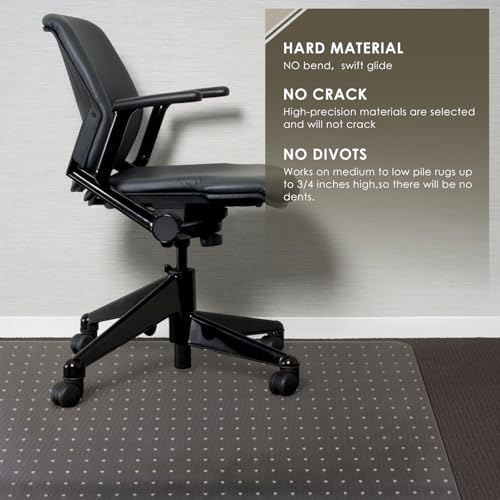 Azadx Heavy Duty Office Chair Mat for Carpet - 32" x 55" Hard Material Slip Resistant Floor Mat for Home Office Easy Glide