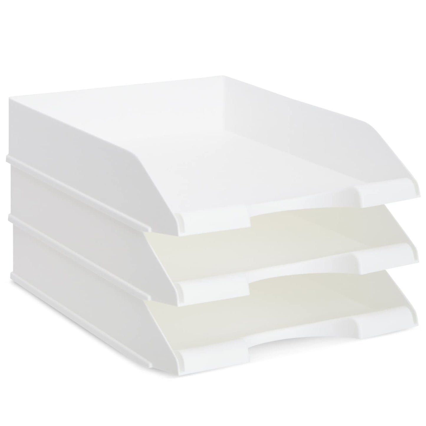 Stockroom Plus Rectangular Letter Trays - Paper Trays for Classroom - Desktop Paper Organizer & File Holder - Document Organizer for Desk Storage - Pack of 4, White, 10 x 13.5 x 2.5 in