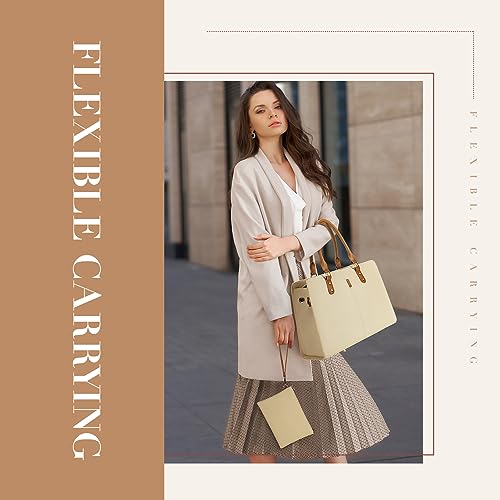 ECOSUSI Laptop Tote Bag Laptop Bag 15.6 inch Work Shoulder Briefcase Computer Messenger with Clutch Satchel Handbag 2 PCS Set