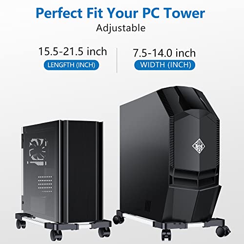 Adjustable Computer Tower Stand | Mobile CPU Holder for Desktop PC Tower Riser