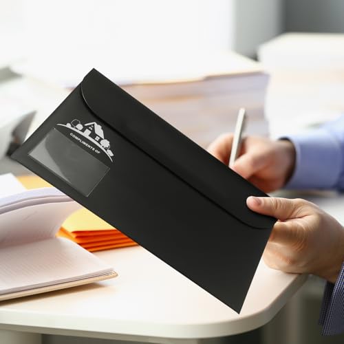 Kisston 20 Pack Legal Size Black Real Estate Folders Vinyl Document Real Estate Agent Supplies with Clear Business Card Pocket House Closing Paperwork Envelopes for Documents Organizing