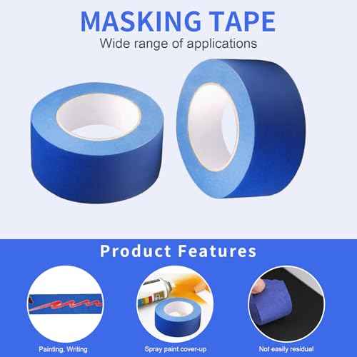 Painters Tape 2 Inch Wide, 2 Rolls Blue Masking Tape, 2 Inches x 55 Yards x 2 Rolls, 110 Yards in Total