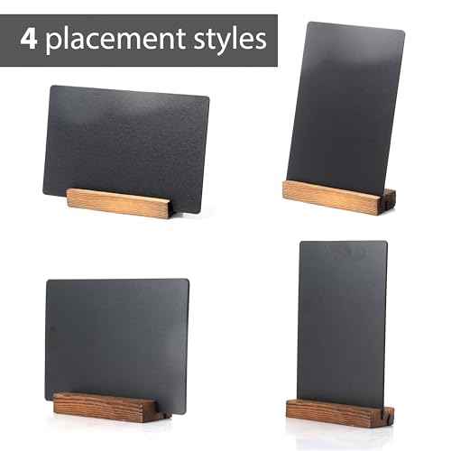 Desktop Chalkboard Sign Double-Sided Chalkboard with Wooden Base (3 Pack 7.9x5.1)