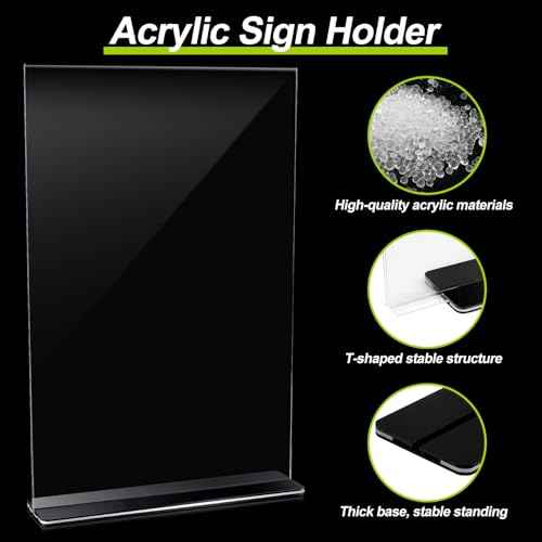 2 Pack 11x17 Inch Acrylic Sign Holder - Clear T Shaped Double Sided Picture Flyer Sign Holder Table Menu Display Stand for Office Restaurant (11x17 Inch)
