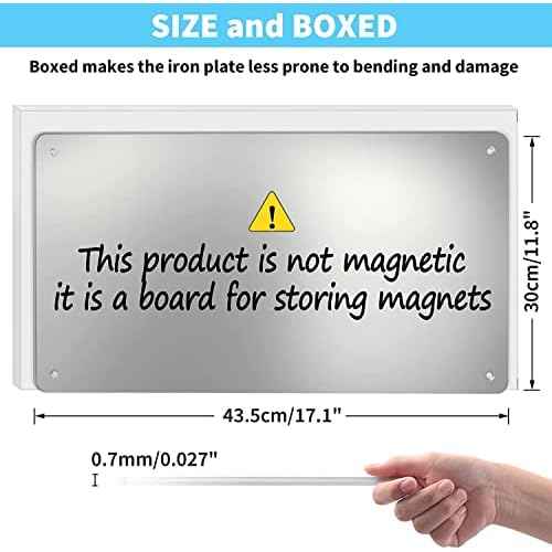 2Pack Magnetic Board,17.1" x 11.8" Magnet Display,for Magnets and Bulletin Board,Suitable for Wall, Refrigerator, Compartment, Cabinet etc,Comes with Dual Lock Tape for Easy Hanging (Silver)
