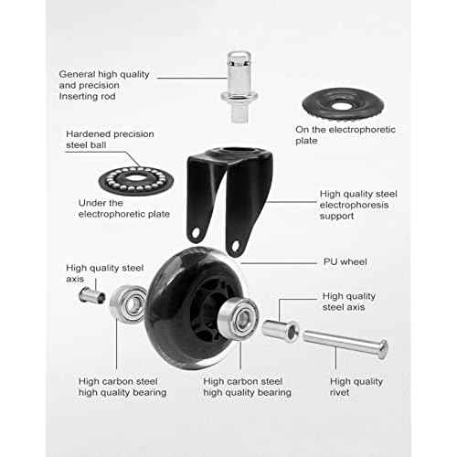 Rolling Stools with Wheels Heavy Duty 450LB VAPAA TAIDE Waterproof PU Leather High Weight Capacity Roller Seat and Crystal Universal Wheels for Men Women Boy Girl Garage Salon Home Office Black