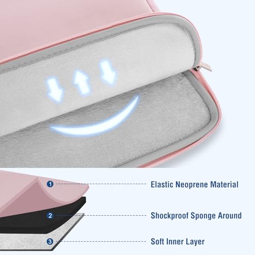 MOSISO 13.3 Inch Baby Pink Laptop Sleeve with Small Pouch - Shockproof Protective Case