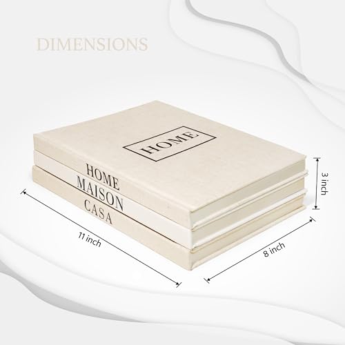 Linen Neutral Coffee Table Books Set of 3,Fashion Designer Hardcover Blank Book Stack, Modern Decorative Books for Home Decor XL Coffee Table Decoration Books - Stylish Display Books