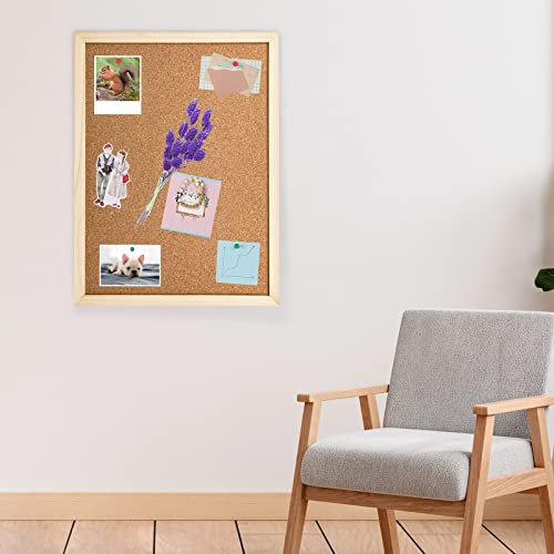 2 Pack Cork Bulletin Boards 15.7x11.8 inches with Oak Frame for Office Home School