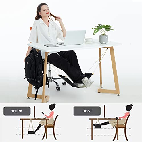 Auoinge DMcore Canvas Foot Rest Hammock with Adjustable Rope, Under-Desk Mini Foot Stool (Black)