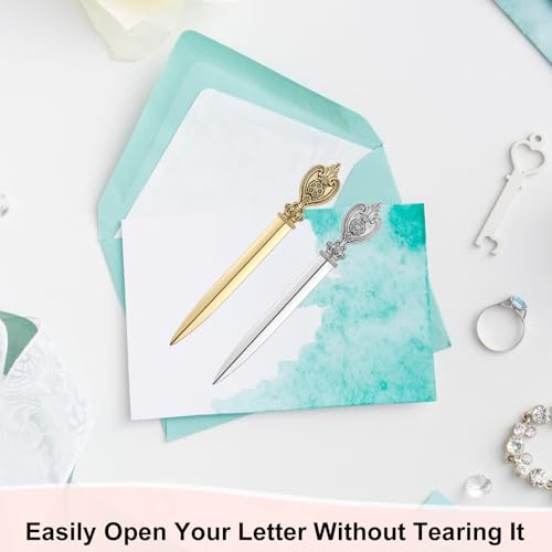 ZEYIYER Stainless Steel Letter Opener Set - Gold & Silver Envelope Slitters for Office & Home