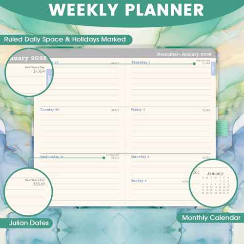 2026 Pocket Planner - 2026 Pocket Calendar, 2026 Planner Weekly and Monthly from Jan. 2026 - Dec. 2026, 6.3''¡¿3.8'', Agenda Planners and Schedule Organizer with Pen Loop, 2 Bookmarks, Banded - Green