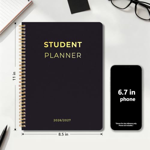 WENHUI Black Student Planner 2026-2027 8.5x11 Academic Organizer July to June