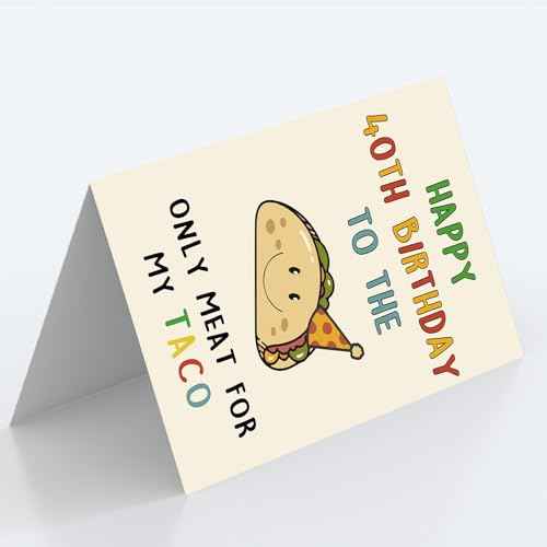 Funny 40th Birthday Gifts Men, Happy 40th Birthday Card for Husband Him, Taco 40 Years Old Mens Bday Decorations Ideas
