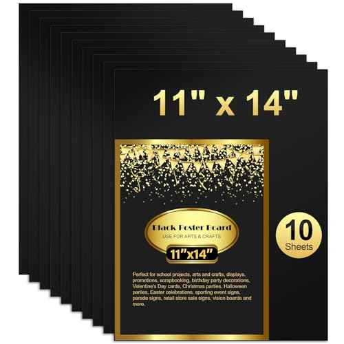 10 Pcs Black Poster Board Paper 11x14, ROOKEA Vision Boards Posterboard Bulk for School Projects Classroom Arts Craft Presentations Drawing Scrapbooking Blank Graphic Display