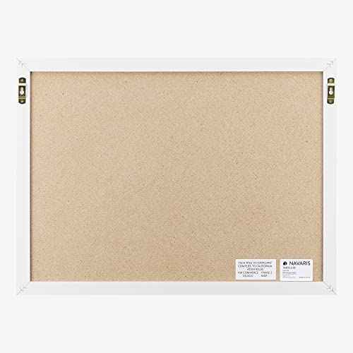 Navaris Framed Linen Bulletin Board - 17 x 23 inches Fabric Jewelry Organizer Pinboard for Wall Memory Memo Pin Board - Pink Linen with White Frame