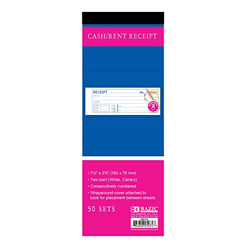 BAZIC 50-Set Cash or Rent Receipt Book, 2-Part Carbonless, 6-Digit No., 1-Pack