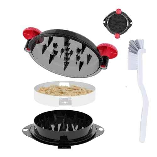 Chicken Shredder Tool Twist Pro - Large Meat Shredder for Chicken Breast, Pulled Pork, Beef with Upgraded Stainless Steel Spikes Wall Mounted Design BPA-Free Kitchen Essentials Gadgets (Red/Black)