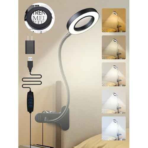 10X Magnifying Glass with Light,5 Colors+10 Brightness Reading Lamp,58 LED Magnifier with Light,750 Lumen Lighted Magnifying Glass for Reading,Clip on Lamp for Desk/Bed/Work/Nail [Adapter]