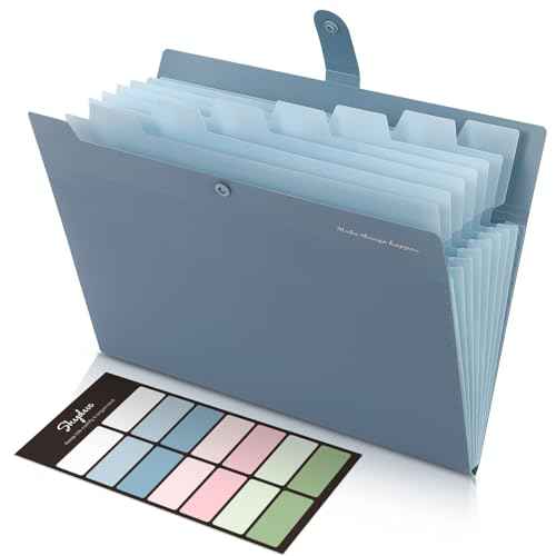 SKYDUE Expanding File Organizer with 8 Pockets, Accordion File Folders with Labels, Portable Document Paper Bill Receipt Organizer, Home College School Office Supplies, Letter Size, Blue