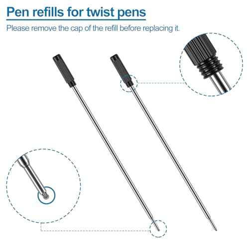 AZUREAL Pen Refills 20P, Replaceable Ballpoint Pen Refills, 1mm Medium Tip, Pen Refills for Twist Pens, Black Ink