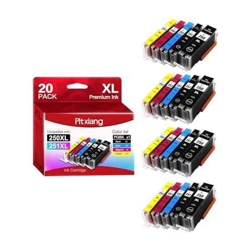 Compatible with Canon PGI-250XL CLI-251XL Ink cartridges, High Yield 20-Pack for PIXMA MX922 MX722 MG5420 MG5520 MG5620 MG6320 MG6420 MG6620 MG7120 MG7520 IP7220 IP8720 IX6820 Printers