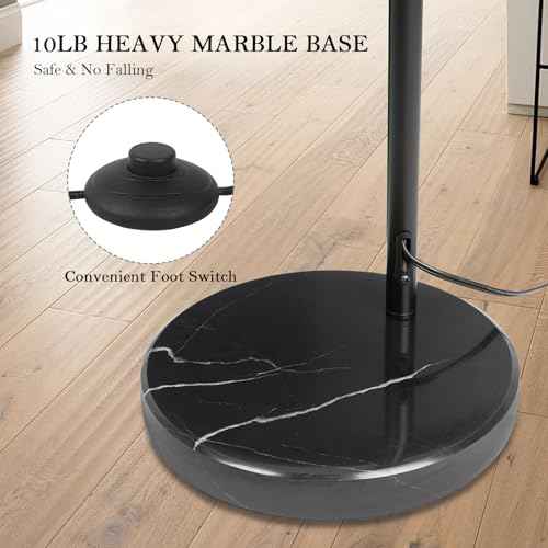 Arc Floor Lamp, Dimmable Dome Floor Lamp with Remote & Foot Switch, Modern Standing Lamp 3000-6500K 25W Integrated LED Bulb, Black Tall Lamp Over Couch Lamps for Living Room Bedroom Offices(Black)