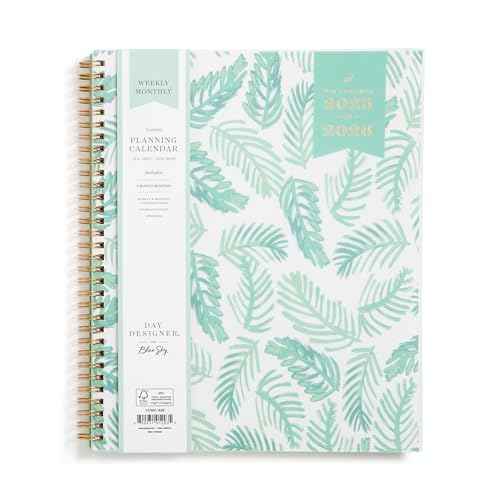 Blue Sky Day Designer 2025-2026 Weekly and Monthly Academic Year Planner Calendar, July 2025 - June 2026, 8.5" x 11", Flexible Cover, Laminated Tabs, Storage Pocket, Includes Stickers, Palms