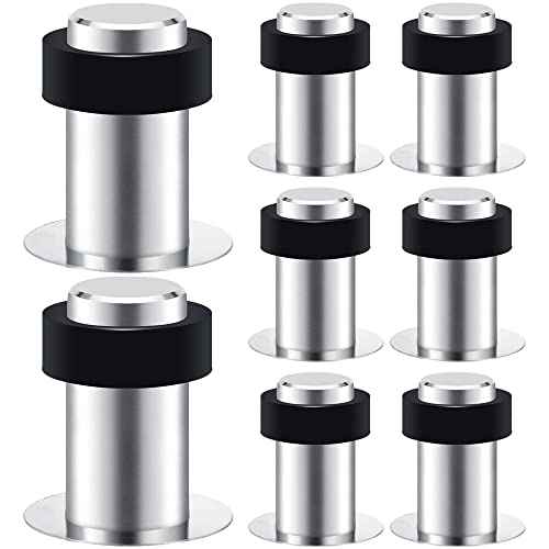 Door Stopper Stainless Steel Cylindrical Floor Mount Door Stop, Double-Sided Adhesive Sheets No Need to Drill 2.4" Pack of 8