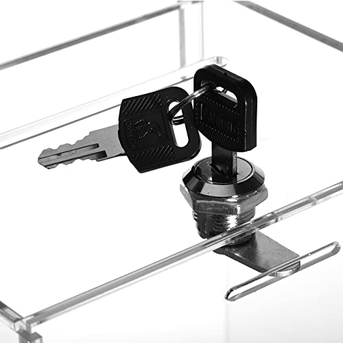 Youeon Rectangular Acrylic Donation Box with Lock & Sign Holder 6.7x5x16in