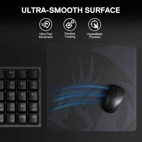 Redragon PG1M Glass Mouse Pad - Ultra-Smooth Precision Surface with Non-Slip Base, Easy to Clean, Hard Mousepad for Gaming - 13 x 13 x 0.15 inches, Black
