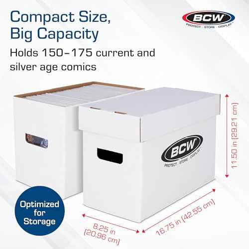 BCW Short Comic Storage Box - 3 Pack | Holds 150-175 Current/Silver Age Comics | Stackable, Durable 200 lb. Strength