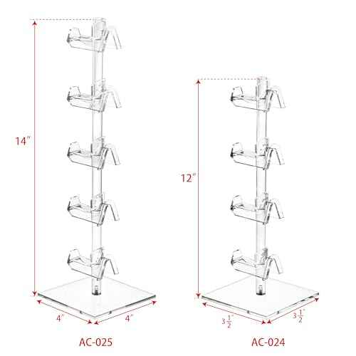 MOOCA 5 Pcs Premium Acrylic Glasses Stand, Eyewear Display, Sunglasses Organizer, Eyewear Holders, Sunglass Rack, with 5 Different Heights, Showcasing Up to 15 Pairs