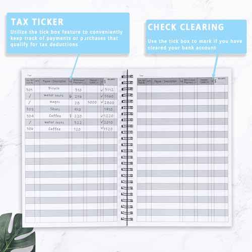 CASMONAL A5 Big Checkbook Register, Check Registers for Personal, Check Book Register & Debit Card Transaction Notebook, Checking Account Register, Business Ledger, Cash Log & Expense Tracker, Black