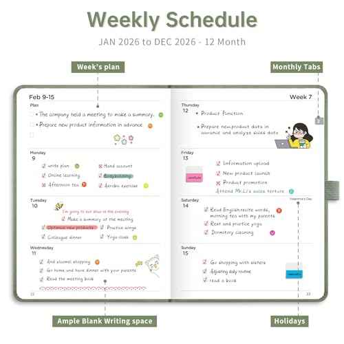 2026 Pocket Calendar for Purse - 4.3" x 6" A6 Small Mini Weekly and Monthly Planner, Jan-Dec 2026, 100GSM Thick Paper, Leather Hardcover, Colorful Tabs, Notes, Pen Loop, Back Pocket, Light Green