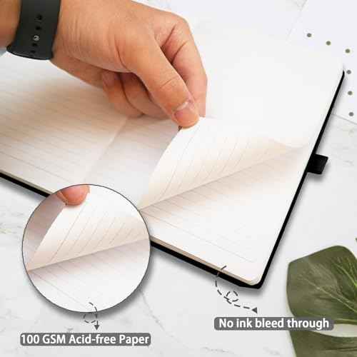 8 Pack Lined Journal Notebooks,A5 Hardcover Notebooks, 5.5 x 8.3 inch, 100GSM, 160 Pages, Classic College Ruled Notebooks for Writing/Work/Travel/College (Black)