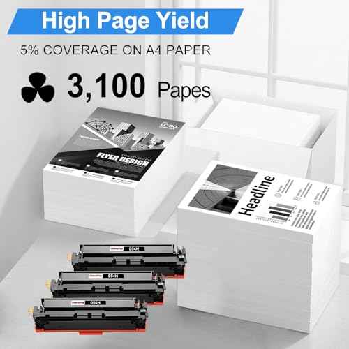Compatible 054H Black Toner Cartridge Replacement for Canon 054H CRG-054H 054 CRG-054 Use with Canon Color imageCLASS MF644Cdw MF642Cdw LBP622Cdw LBP620 MF640C MF641Cw Printer (Black,3-Pack)