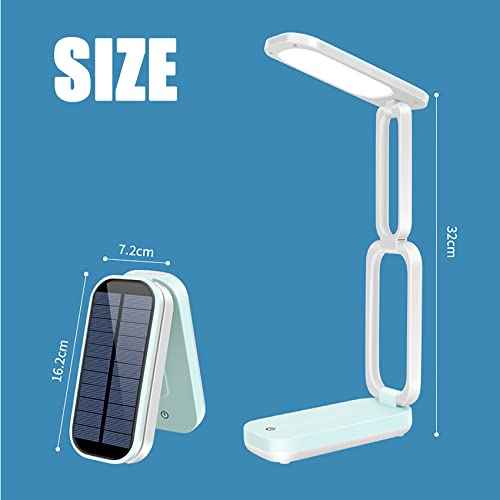 keeda Solar Foldable Desk Lamp, Portable Dimmable LED Reading Lamp with Solar & USB Charging Port for Student Bedside Night Light Cordless Table lamp for Office, Bedroom, Travel, Emergency (Blue)