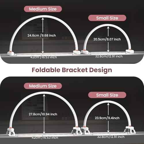 Yokilly Arc Half Moon Light: 20" Half Moon Light with Foldable Bracket for Desk Salon Table Use - No Flicker & Shadow-Free Desk Lamp with Stepless Brightness 3000-6500K for Manicurist Nail Tech