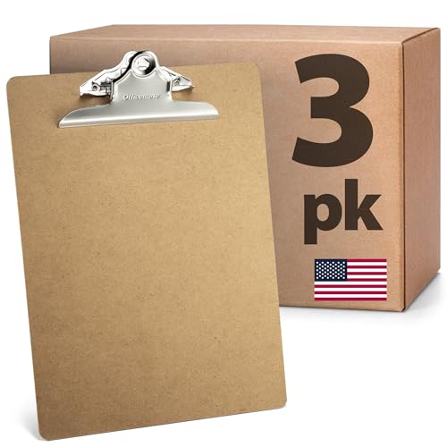 Officemate Recycled Wood Clipboards 3-Pack - Brown, 9x12.5", Rust-Resistant Clip