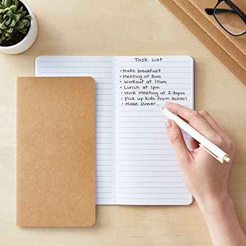Paper Junkie Notebooks for School - 4.3 x 8.2 In, Kraft Brown, Pack of 48 - Lined Notebooks - Kraft Paper Journals for Note Taking & Journal Writing