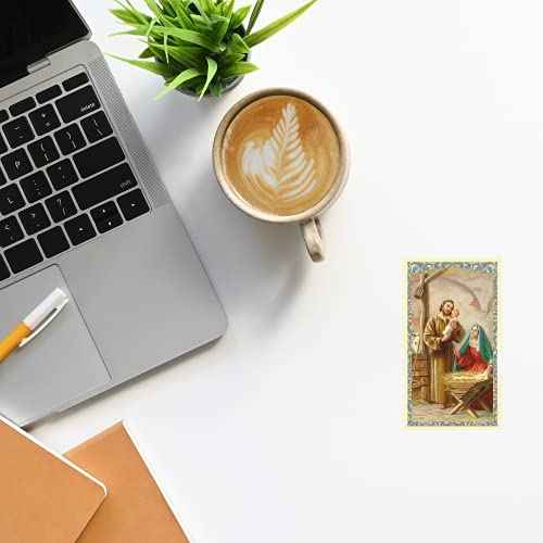 Needzo Bulk Nativity Christmas Prayer Card, Religious Holiday Catholic Blessing Cards with Holy Family, 100 Pack, 4.125 Inches