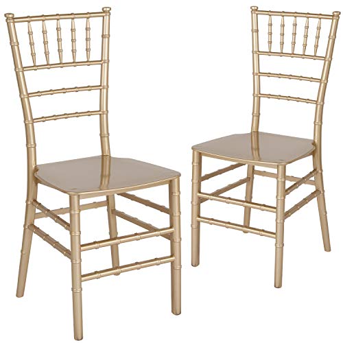 Flash Furniture Hercules Gold Resin Stacking Chiavari Chair Set of 2