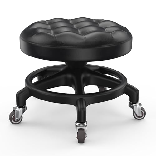 KinShare Upgraded 360° Rolling Stool for Workshop & Salon – 450lb Anti-Tip Black