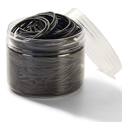 AMUU Black Rubber Bands 300pcs, 60mm Diam, 1.4mm Thick, Office/School