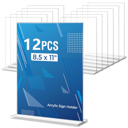 12 Pack Acrylic Sign Holders 8.5 x 11 Inches Vertical Flyer Display Stands