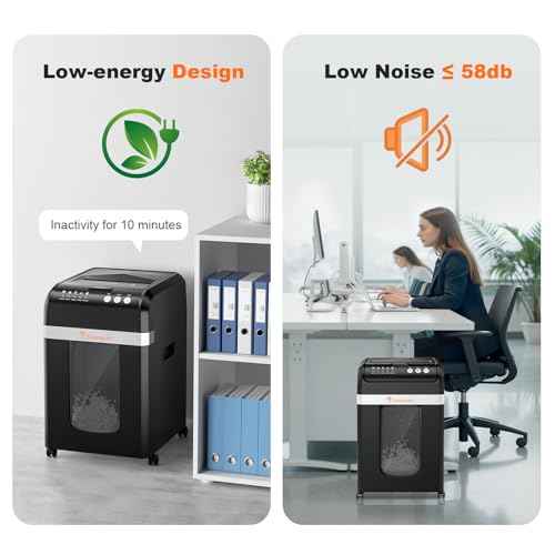 Bonsaii 200-Sheet Auto Feed Paper Shredder, 60 Minutes Nonstop Heavy Duty Shredders, 8.1 Gallon Large Bin Office Document Shredder, Micro-Cut/High Security P-4 Commercial Grade Shredder (C283-A)