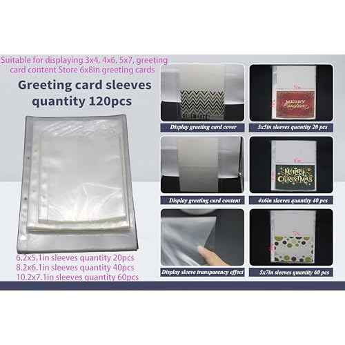 greeting card binder organizer Storage boxes and Display;christmas card photo album,Birthday card holder organizer, fit wedding card,Index card,Postcards invitation (black)