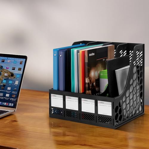 Comix Magazine File Holder 4-Compartment Desk Organizer Black - Large-4