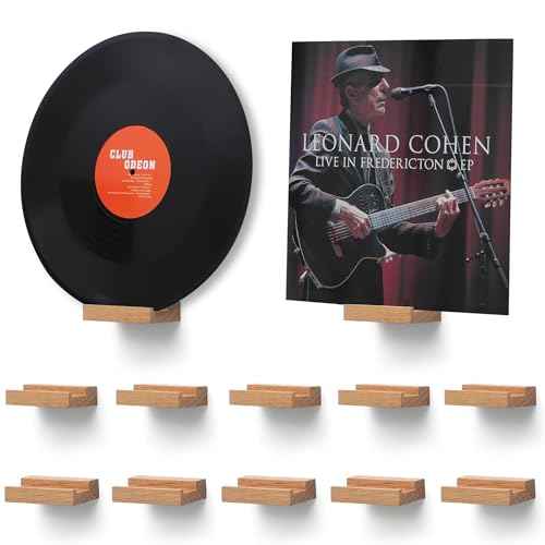 Wood Vinyl Record Shelf Wall Mount, Small Wall Record Holder Display Shelf, Vinyl Record Shelves Record Album Display Holder (12, Wood Color)
